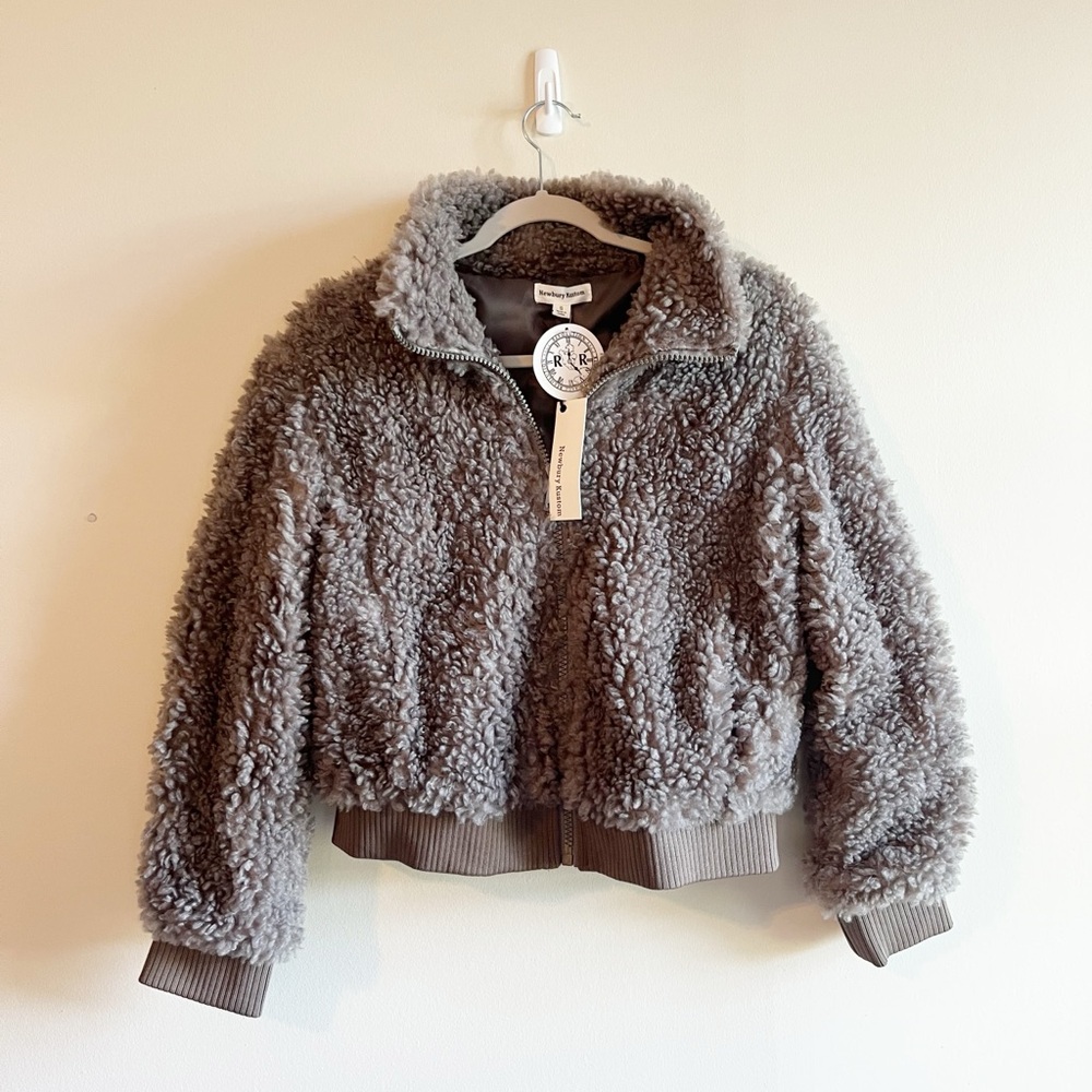 NWT Newbury Kustom Sherpa Gray Zip Jacket Sz Small